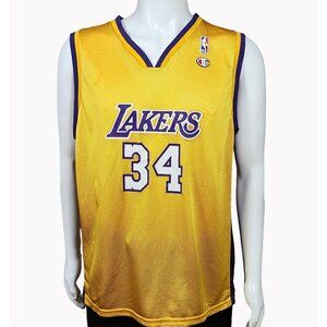 Champion LA Lakers Mens Size XL 18/20 Shaquille ONeal 34 Authentic Jersey